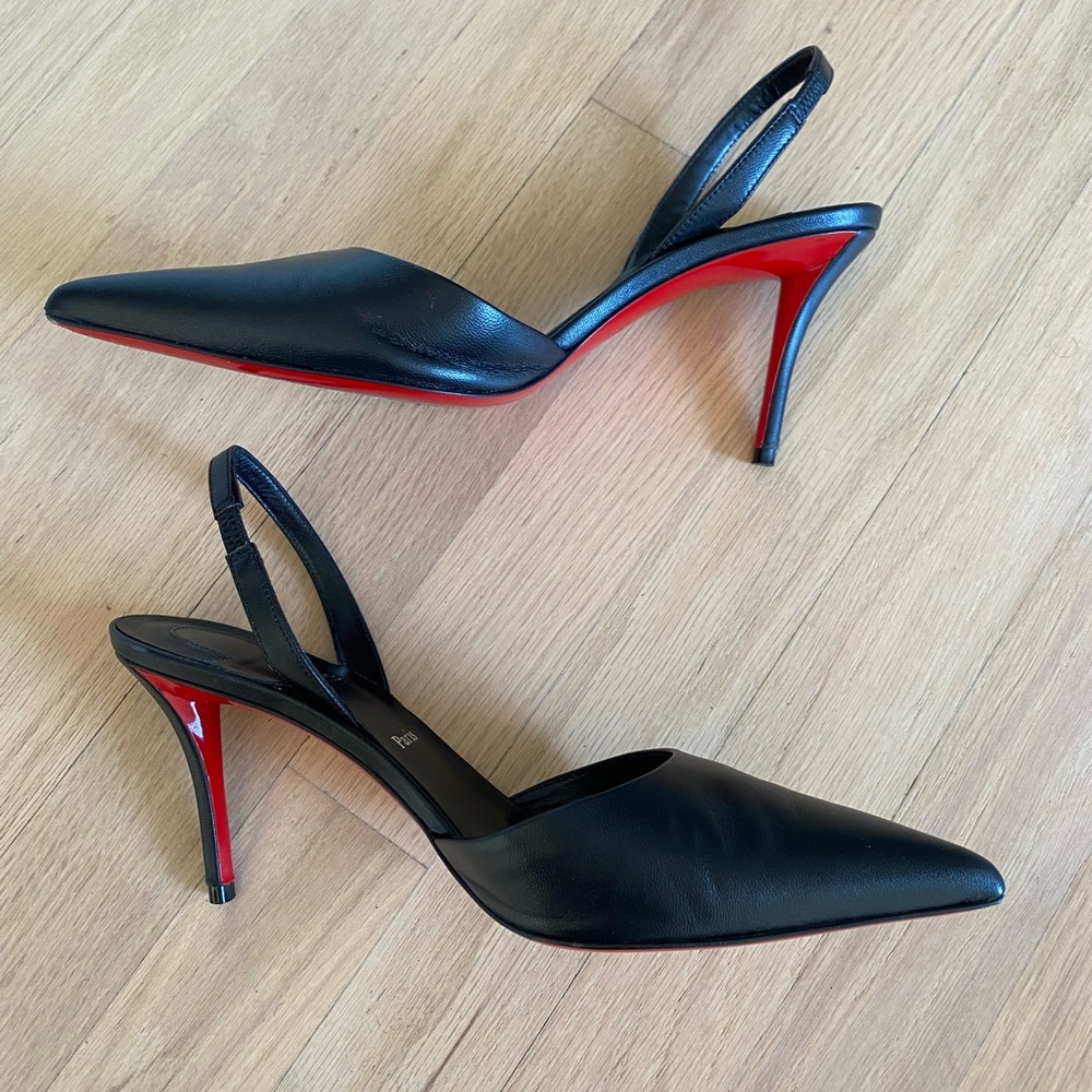 Christian Louboutin Elegant Black Slingback Heels - Picture 2 of 5